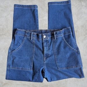 Women's KNOX ROSE Blue Straight Leg High Waist Mom Jeans 34/29